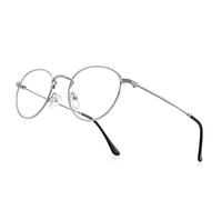 RB.Pilot Petites lunettes de lecture rondes en métal pour homme et femme - Style classique vintage rétro - Bloque la lumière bleue, Argent, 2.50