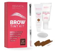 RB RENATA BEAUTY Kit de Teinture pour Sourcils - Kit de Coloration des Sourcil Avec Couleur, Crème Oxydante et Brosse - Effet Longue Durée Jusqu'à 4 Semaines - 30 Utilisations [Brun]