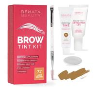 RB RENATA BEAUTY Kit de Teinture pour Sourcils - Kit de Coloration des Sourcil Avec Couleur, Crème Oxydante et Brosse - Effet Longue Durée Jusqu'à 4 Semaines - 30 Utilisations [Brun Clair]