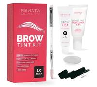 RB RENATA BEAUTY Kit de Teinture pour Sourcils - Kit de Coloration des Sourcil Avec Couleur, Crème Oxydante et Brosse - Effet Longue Durée Jusqu'à 4 Semaines - 30 Utilisations [Noir]