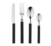 RB Renberg Funny Black - Game de couverture 24 pièces d'acier inoxydable - 6 cuillères - 6 supports - 6 couteaux - 6 cuillères à thé - Tumble fini - noir