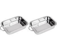 RB RENBERG - plateau de four à four rectangulaire - en acier inoxydable - Antiiting au maxi - taille 28x20x6cm - idéal pour la lasagne CAG (Lot de 2)