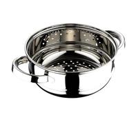 RB Renberg Steam Chef - Pot de vapeur en acier inoxydable - 24 cm - finition lumineuse - poignée couverte en argent - adapté à l'induction et à tous les types d'incendies