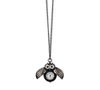 Rb5009 Montre de poche avec pendentif hibou analogique rétro pour homme, Noir , taille unique