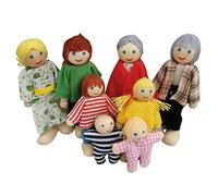 Rben Personnages d'Famille Maison en Bois, Personnages d'Jeu rôle Familial Grand-père, mère, Maman, Papa, Enfants, bébé Famille 8