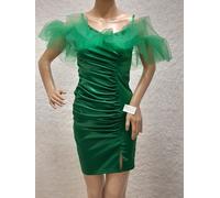 RBF31/ Sublime Robe Satinée Noir Avec Tulle Elégante Raffinée T 36/38