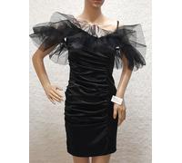 RBF31/ Sublime Robe Satinée Noir Avec Tulle Elégante Raffinée T 36/38