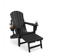 RBFGYIOP Adirondack Fauteuil à bascule pliable en polyéthylène haute densité avec repose-pieds amovible et porte-gobelet, résistant aux intempéries, idéal pour jardin et terrasse