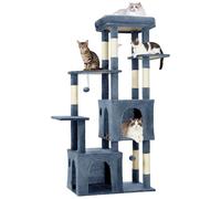 RBFGYIOP Arbre à chat d'intérieur de 156 cm, structure robuste avec grande barre, 2 lignes spacieuses, tiges recouvertes de sisal robuste, aire de jeu et balle suspendue