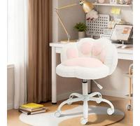 RBFGYIOP Chaise de Bureau, pivotante, avec Design Pattes de Chat, Charge jusqu'à 136 kg, Hauteur réglable avec Rotation à 360 °, pour Chambre à Coucher, Bureau, Chambre de Fille, Blanche