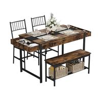 RBFGYIOP Ensemble Salle à Manger 4 Pièces avec Table à Tiroir, 2 Chaises et 1 Banquette - Table 118,1×69,9×78 cm, Chaises H 92 cm, Assise 39,1×39,9 cm, Banquette 104,9×30×44,5 cm, et Charge 136,1 kg