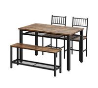 RBFGYIOP Ensemble Table et Chaises MDF et Fer avec Étagère - Charge Max 181,4 kg, Banquette 103×28×44,7 cm, Chaise 136,1 kg, Dossier 40,8 cm, Assise 44,7 cm