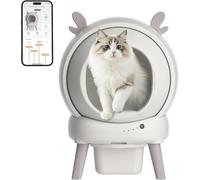 RBFGYIOP Litiere Chat Autonettoyante, Bac Litiere pour Chat Sûre et Automatique, 65L Litiere Automatique avec 9 Capteurs De Sécurité, Protection Anti pincement, Contrôle par Application 2.4 GHZ