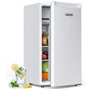 RBFGYIOP Mini Frigo de Chambre 90L, Petit Frigo avec Congélateur, 35 dB Silencieux, Minibar,Éclairage LED,Réfrigérateur pour Dortoir, Chambre & Bureau,Blanc