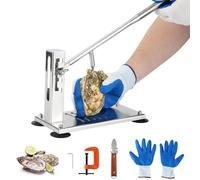 RBFGYIOP Outil à Huîtres en Acier Inoxydable Couteau Huître Portable avec 4 Hauteurs Réglables, Base Antidérapante, Manche Amovible, Ouvre-Huîtres Incluant Couteaux à Huîtres, Gant et Serre-Joint G