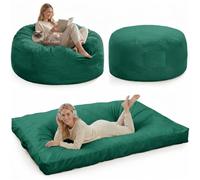 RBFGYIOP Pouf Lit Convertible en Velours Côtelé, Transformable en Matelas d’Appoint Ultra Confortable, Pouf Salon 3 en 1, Pouf Chambre Utilisable en Futon Matelas de Sol, Vert