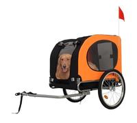 RBFGYIOP Remorque Poussette Chiens Petite Moyenne Taille jusqu'à 40kg Cadre Pliable Acier Roues Aluminium 16 Pouces démontage Rapide Attelage Universel Revêtement antidérapant (Orange)