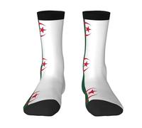 rbghnm Chaussettes pour adulte avec imprimé drapeau de l'Algérie pour homme et femme, paires contrastées tendance pour un usage quotidien, l'extérieur, les loisirs, l'athlétisme et le sport, 2 Noir-1