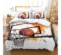 RBGKZVYUM 3D, Imprimé Basketball Ensemble De Literie Microfibre Super Douce Et Respirante Housse De Couette 3 Pièces Et Taie d'oreiller Single(140x200cm)