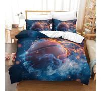 RBGKZVYUM 3D, Imprimé Basketball Parure De Lit Microfibre Super Douce Et Respirante Set De Housse De Couette 3 Pièces Et Taie d'oreiller King（220x240cm）