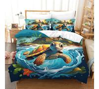 RBGKZVYUM 3D, Imprimé La Tortue Literie en Microfibre Super Douce Et Respirante Housses De Couettes 3 Pièces avec Taies d'oreiller Double(200x200cm)