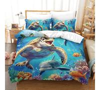 RBGKZVYUM 3D, Imprimé La Tortue Parure De Lit Microfibre Super Douce Et Respirante Housses De Couettes 3 Pièces Et Taie d'oreiller King(220x240cm)