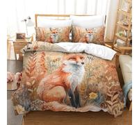 RBGKZVYUM 3D, Imprimé Le Renard de la Jungle Ensemble De Literie avec Microfibre Super Douce Et Respirante Housse De Couette 3 Pièces Et Taie d'oreiller King（220x240cm）