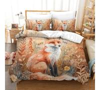 RBGKZVYUM 3D, Imprimé Le Renard de la Jungle Ensemble De Literie avec Microfibre Super Douce Et Respirante Sets De Housses De Couettes 3 Pièces Et Taie d'oreiller Double（200x200cm）