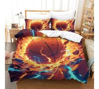 RBGKZVYUM Basketball 3D Imprimé Ensemble De Literie 3Pcs Microfibre Sets Housse De Couette avec Taie d'oreiller Enfants Adolescents avec Fermeture Éclair King（220x240cm）
