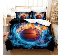 RBGKZVYUM Basketball Imprimé 3D Literie Parure De 3Pcs Microfibre Housse De Couette avec Taie d'oreiller Enfants Adolescents avec Fermeture Éclair Double(200x200cm)