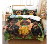 RBGKZVYUM Chien Teckel Imprimé 3D Ensemble De Literie 3Pcs Microfibre Housse De Couette avec Taies d'oreiller Enfants Adolescents avec Fermeture Éclair King(220x240cm)