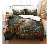 RBGKZVYUM Dinosaures 3D Imprimée Parure De Lit 3Pcs Microfibre Housse De Couette avec Taie d'oreiller Enfants Adolescents avec Fermeture Éclair King(220x240cm)