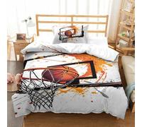 RBGKZVYUM Imprimé 3D Basketball Ensemble De Literie avec Microfibre Super Douce Et Respirante Set De Housse De Couette 2 Pièces avec Taies d'oreiller Single（135x200cm）