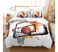 RBGKZVYUM Imprimé 3D Basketball Parure De Lit Microfibre Super Douce Et Respirante Sets De Housses De Couettes 3 Pièces avec Taies d'oreiller King（220x240cm）