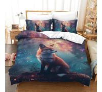 RBGKZVYUM Imprimé 3D Le Renard de la Jungle Ensemble De Literie avec Microfibre Super Douce Et Respirante Housses De Couettes 3 Pièces Et Taie d'oreiller Single(140x200cm)