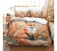 RBGKZVYUM Imprimé 3D Le Renard de la Jungle Ensemble De Literie avec Microfibre Super Douce Et Respirante Set De Housse De Couette 3 Pièces avec Taies d'oreiller Single(140x200cm)