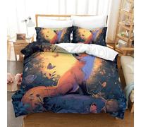 RBGKZVYUM Imprimé 3D Le Renard de la Jungle Parure De Lit Microfibre Super Douce Et Respirante Set De Housse De Couette 3 Pièces Et Taie d'oreiller King（220x240cm）