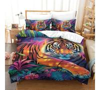 RBGKZVYUM Imprimé 3D Le Tigre Ensemble De Literie avec Microfibre Super Douce Et Respirante Set De Housse De Couette 3 Pièces avec Taies d'oreiller Single(140x200cm)
