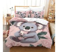 RBGKZVYUM Koala Imprimé 3D Parure De Lit 3Pcs Microfibre Sets Housse De Couette avec Taies d'oreiller Enfants Adolescents avec Fermeture Éclair Single(140x200cm)