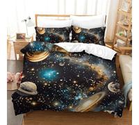 RBGKZVYUM La Galaxie 3D Motif Imprimé Literie Parure De 3Pcs Microfibre Sets Housse De Couette avec Taie d'oreiller Enfants Adolescents avec Fermeture Éclair Double(200x200cm)
