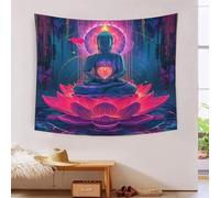 RBGKZVYUM Le Bouddha 3D Effet Tapisserie Art Mural Tapisserie Murales Tapisserie Murale Tissu Pour Chambre Salon Collège Dortoir Tenture Murale 130cmx150cm