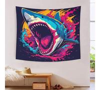 RBGKZVYUM Le requin 3D Effet Tapisserie Décoration Murale Tapisserie Murales Tapisserie Murale Tissu Pour Chambre Salon Serviette De Plage Tenture Murale 70cmx100cm