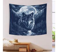RBGKZVYUM Wolves in The La lunelight 3D Effet Tapisserie Art Mural Tapisserie Murales Tapisserie Murale Tissu Pour La Chambre À Coucher Le Salon Le Dortoir Tenture Murale 100cmx150cm