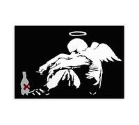 RBIX Street Art Poster sur toile représentant un ange tombé de Banksy - Décoration murale pour salon, chambre à coucher - Sans cadre : 50 x 75 cm