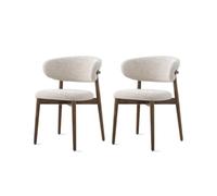 RBJNGMYY Lot de 4 chaises de salle à manger en noyer avec accoudoirs beiges - Meuble décoratif en bois de ferme vintage pour cuisine et salle à manger