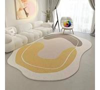 RBQIZVW Lavable en Machine Tapis à Poils Courts Jaune décoratif de Chambre 140×200 cm Irrégulier Tapis Salon Chambre à Coucher Chevet Antidérapant Moderne Style Abstrait lavé