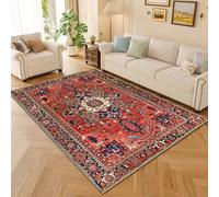 RBQIZVW Tapis Chambre à Coucher d'intérieur Vintage 50×80 cm -Tapis Rouge Motif imprimé - Tapis Salle à Manger Chenille -Tapis Cuisine Pliable Poil Court Fin Doux Léger Résistant