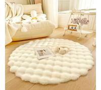 RBQIZVW Tapis Rond de Surface Tapis Moelleux Chambre à Coucher Shaggy Chambre de Chevet Tapis de ménage Soft Moderne Tapis en Peluche Convient pour Home Decor,Blanc,110cm
