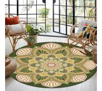 RBQIZVW Vert Salon Tapis 120cm, Lavable,Coton, Polyester - Tissu Plat pour Chambre, Cuisine, entrée,Motif Floral Petit Tapis Vintage, Tapis antidérapant