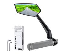 RBRL Miroir en Verre HD Cristal Clair, Large Champ de Vision, Antichoc Résistant, Rétroviseur Vélo, Compatible E-bike, Scooter, VTT, Trotinette Electrique, Ajustable 360°, Montage Guidon, Gauche
